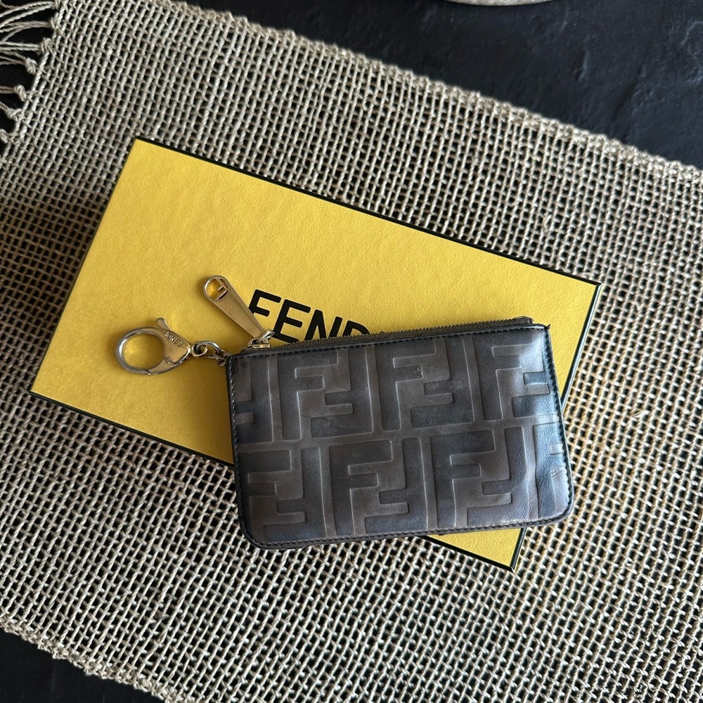 Fendi Brown Leather Card Holder